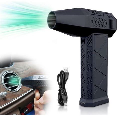 Souffleur d'air électrique, 130000RPM Souffleur d'air comprimé Turbo ventilateur à vitesse réglable Batterie rechargeable 3000mAh(noir) (1/5)