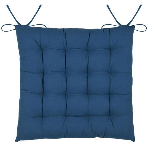 Galette de chaise carrée bleu 38 x 38 cm (1/2)