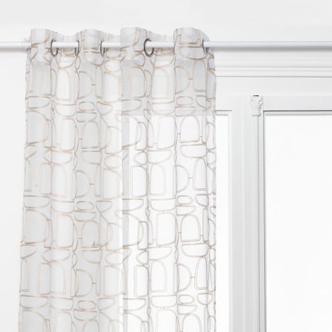 Rideau Voilage Brodé "Hania" 140x240cm Beige (1/4)
