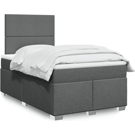 Boxspringbett mit Matratze Dunkelgrau 120x190 cm Stoff