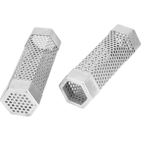 2 Stück BBQ Grill Smoker Rohrnetz Pellets Räucherbox 6 Zoll Edelstahl Grillzubehör Sechseckig (1/5)