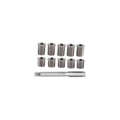 Outil de réparation de filetage de bougie d'allumage Kit avec 10 tuyaux M10x1.0 et 1 taraud M12x1.0 Acier inoxydable et rapide