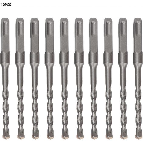 Lot de 10 forets à percussion de 8x150mm, embout carré pour maçonnerie et béton, outil de perçage professionnel. (1/5)