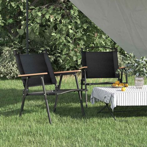 Lot de 2 Chaise de camping - Chaise d'extérieur pour terrasse/jardin Noir 54x55x78 cm Tissu Oxford BV112667 - BonneVie (1/5)
