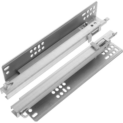 2 Pièces Glissières de Tiroir Argenté en Acier Laminé à Froid Charge Lourde, Ouverture Silencieuse, Coulissement Fluide, Montage Discret sous Meuble (1/5)
