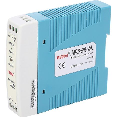 Alimentation à découpage sur rail DIN BERM, sortie 20 W/24 V/1 A, ultra-mince MDR2024, entrée 100–240 V CA (1/4)