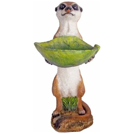 Abbeveratoio per uccelli in piedi verde Abbeveratoio per uccelli da giardino abbeveratoio per uccelli da giardino, figura di uccello suricato, 0,85 kg, LxLxA 16,4x15x33 cm (1/4)