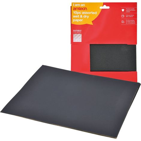 10pc Assorted Wet & Dry Silicon Carbide Paper (P400/800/1000) (280x230mm) - S3865 (1/5)