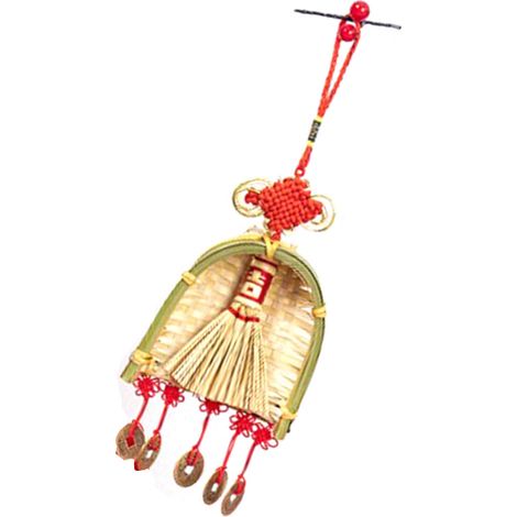 Balai et pelle décoratifs, pendentif ornement de l'année chinoise, nouveau pompon, décoration suspendue, mini balai porte-bonheur B2 (1/5)