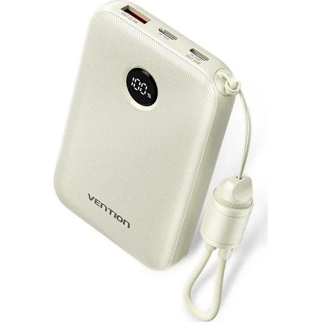 Batterie externe Vention 10 000 mAh, 2 ports USB-C, 1 port USB-A avec écran, 22,5 W, beige (1/2)