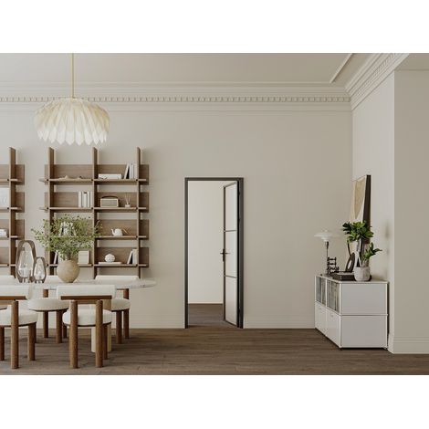 Bloc porte réversible en aluminium et verre trempé dépoli - H204 x L73 cm - Noir - MASERU (1/4)