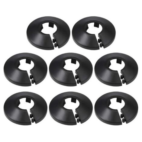 16mm Couverture De Tuyau Décoration PP Rosace De Radiateur Couverture De Mur De Tuyau D'eau Noir 8 Pcs