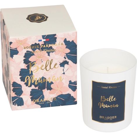 Bougie Parfumée Santal Vénitien "Belle Maman" - Cadeau Élégant en Verre - Made in France - 100% Cire Végétale - 40h de Parfum - Mèche en Coton - Idée Cadeau Mère