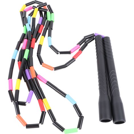 Corde à sauter noire en perles style bambou articulé, entraînement fitness musculation salle de sport, corde rapide lestée pour exercice (1/5)
