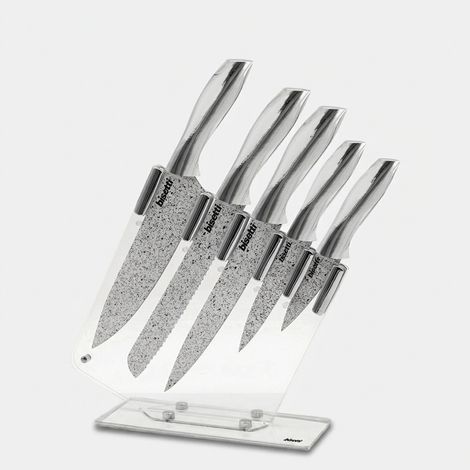 Set aus 5 Edelstahl-Küchenmessern mit transparentem Block Stonewhite - Silver (1/5)