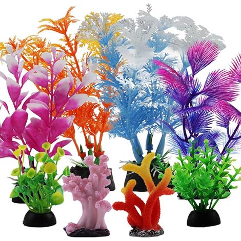 Aquarium Decoration Plantes, Accessoires Aquarium Plante Artificielle Corails pour Aquarium Poissons