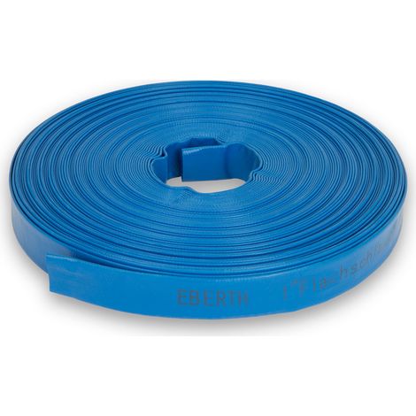 Manguera plana 1" azul PVC 50m flexible jardín riego bomba agua 25mm EBERTH