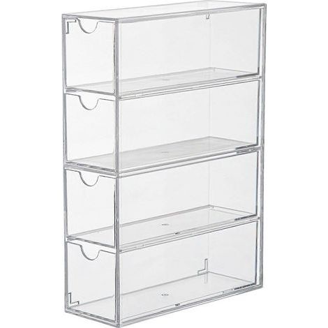 Présentoir à lunettes transparent à 4 niveaux, empilable, pour bureau, salon ou maison. (1/5)