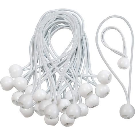 Confezione da 50 corde elastiche lunghe KAKOO - Bianche - 15 cm (1/4)