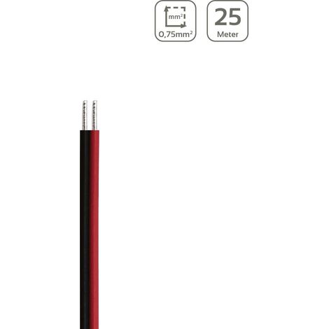 LED Kabel 2-polig - Querschnitt: 2x0,75mm² / AWG18 - Länge: 25m