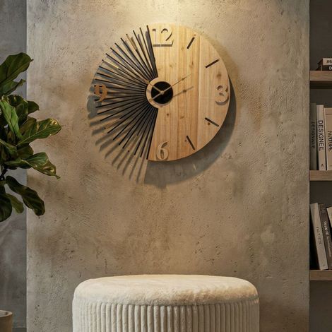 Reloj de pared 60 cm Ottavia Madera y Negro (1/5)