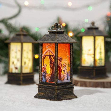 Lanterne De Noël - Lampe À Bougie Électrique Sans Fil - Décoration Intérieure Et Extérieure Pour Arbre De Noël Table Et Mur - 1 Pièce (1/3)