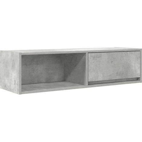 Mueble TV de pared ahorrador de espacio diseño moderno 100 x 31 x 25 cm de madera contrachapada gris hormigón 020051663 (1/5)