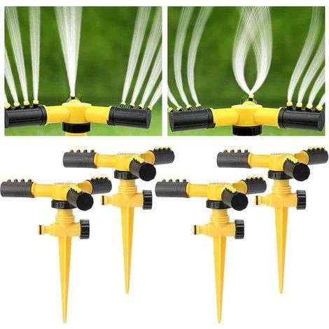 Arroseurs de Pelouse 4 Pièces, Arroseur de Jardin Rotatif à 360 ° Irrigation Automatique, Arroseurs réglables pour Pelouse, Plantes, Fleurs, Légumes, Grandes Surfaces Jusqu'à 80 m² (1/5)