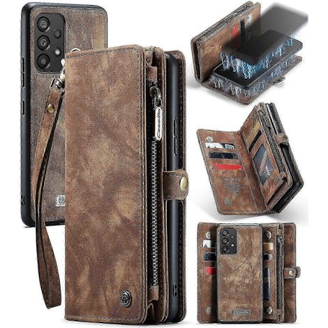 Horizontale Klapphülle aus Leder mit abnehmbarem Ständer und Kartenhalter für Samsung Galaxy A53 5G, robuste magnetische Hülle, Rundumschutz, elegantes Design, für den täglichen Gebrauch. (1/4)