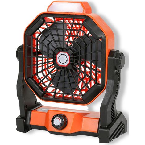 2-in-1 Outdoor-Ventilator: USB-wiederaufladbarer Camping-Tischventilator, tragbarer Zeltventilator mit stufenloser Geschwindigkeitsregulierung, 270°-Drehung und LED-Licht für Zuhause