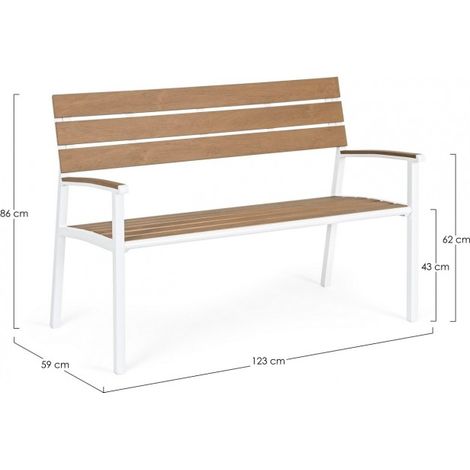 Panca da giardino "Isak" in acciaio e Poly wood, panchina per giardino e veranda verniciata a polvere -Bianco (1/5)