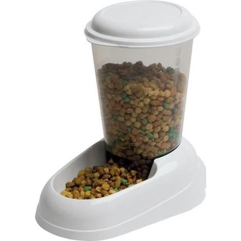 FERPLAST Futterspender Zenith 3L aus Kunststoff - 29,2x20,2x28,8 - Weiß - Hund und Katze