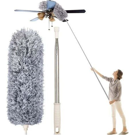 1 pc Plumeau Poussière, Plumeau Microfibre avec Poignée en Acier Inoxydable, Plumeau Extensible de 30 à 100 pour Nettoyer Les Ventilateurs de Plafond, Les Stores, Les plinthes, Les Voitures (1/4)