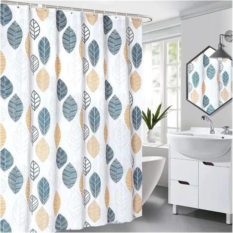 Rideau de Douche Salle de Bain étanche Polyester Rideau de Douche imprimée Salle de Bain Douche avec Crochet (Color : White, Taille : 180 200CM) (1/5)