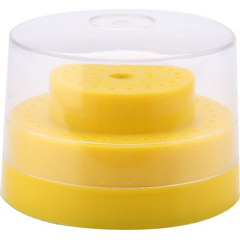 60 alvéoles porte-fraises rond bloc de rangement jaune pour instruments dentaires (1/5)