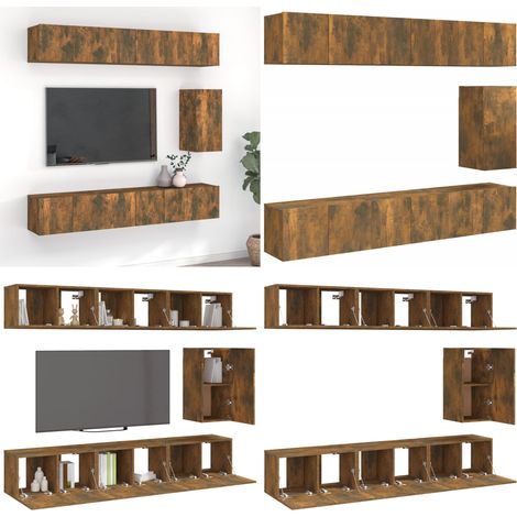 Ensemble de meubles TV 7 pcs Chêne fumé Bois d'ingénierie - Ensemble de meubles TV - Meuble TV chêne fumé (1/5)