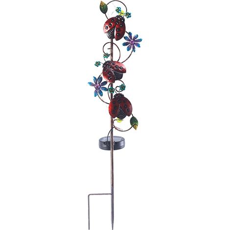Lampe solaire coccinelle en fer pour jardin, décoration abeille colibri papillon, décoration de pelouse (1/5)