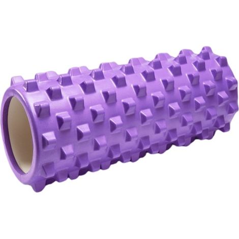Rouleau de massage en mousse EVA-PVC pour les tissus profonds des mollets et du dos, supporte jusqu'à 200 kg, 33 cm x 12 cm x 12 cm, portable pour le yoga et le fitness, violet (1/5)