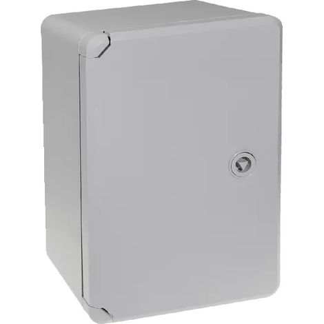 Coffret mural haute-résistance boîtier 300 x 200 x 130 - Porte pleine / Serrure triangle / Plaque montage / IP65 / ABS (1/5)