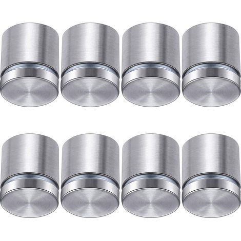8 tornillos para soportes de pósteres, tornillos publicitarios, clavos de acero inoxidable para montajes en pared de vidrio y acrílico (1 x 1 pulgada)
