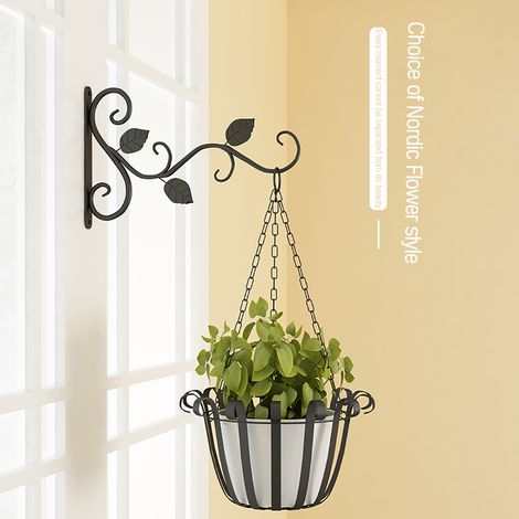 Stück schwarze Blumen-Wandhalterungen zur Wandmontage, dekorative Hängekorbhalter (1/5)