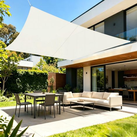 Voile d'ombrage Rectangulaire 4x6m,avec 95% UV pour Extérieur (1/5)