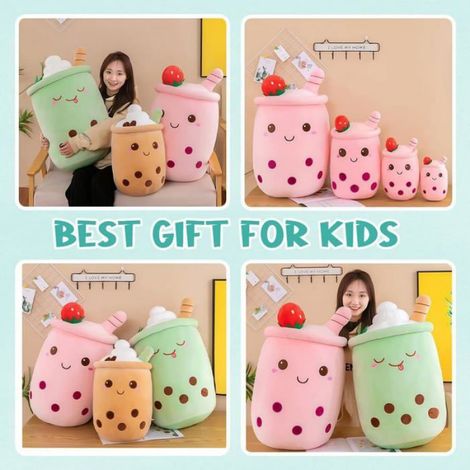 Coussin Bubble Tea - Oreiller Peluche Thé Au Lait Boba - Décoration Chambre Enfant - 25 cm (1/5)
