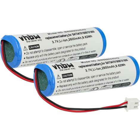 vhbw 2x Battery compatible with Zafferano POLDINA L Desk Pro, L, L Pro Table Light, Reading Lamp, Night Light (2600 mAh, 3.7 V, Li-Ion)