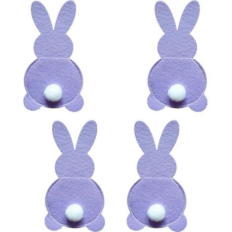 Lot de 4 porte-couverts de Pâques, organisateur d'ustensiles de cuisine, pochettes à couverts, sac à couverts pour la vaisselle de fête-Purple (1/5)