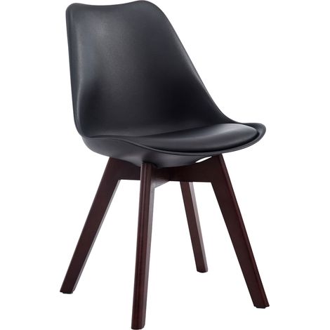 Chaise de visiteur Borneo V2 similicuir Noir Noyer (1/5)