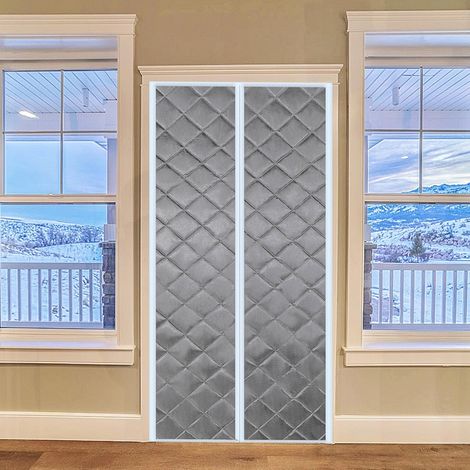 Rideau de Porte Isolant Thermique, 75x210cm Rideau de Porte Épaississant d'hiver, Isolant Phonique Anti Froid, en Coton Magnétique(Gris)