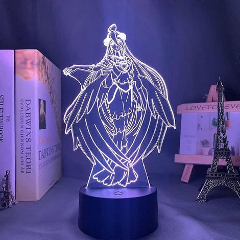 Großes SCSYV Overlord Albedo LED-Nachtlicht fürs Schlafzimmer, Geschenk, 3D Anime Waifu Albedo Overlord Lampe (Farbe: A) (1/5)