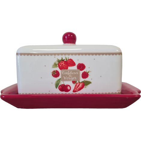 Beurrier en céramique - Fraises