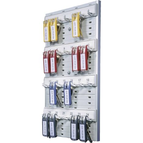 Organisateur de clés KEY BOARD 24 – 24 crochets argent – Système d'organisation mural pour accès direct aux clés – 4 rangées – Durable (1/4)
